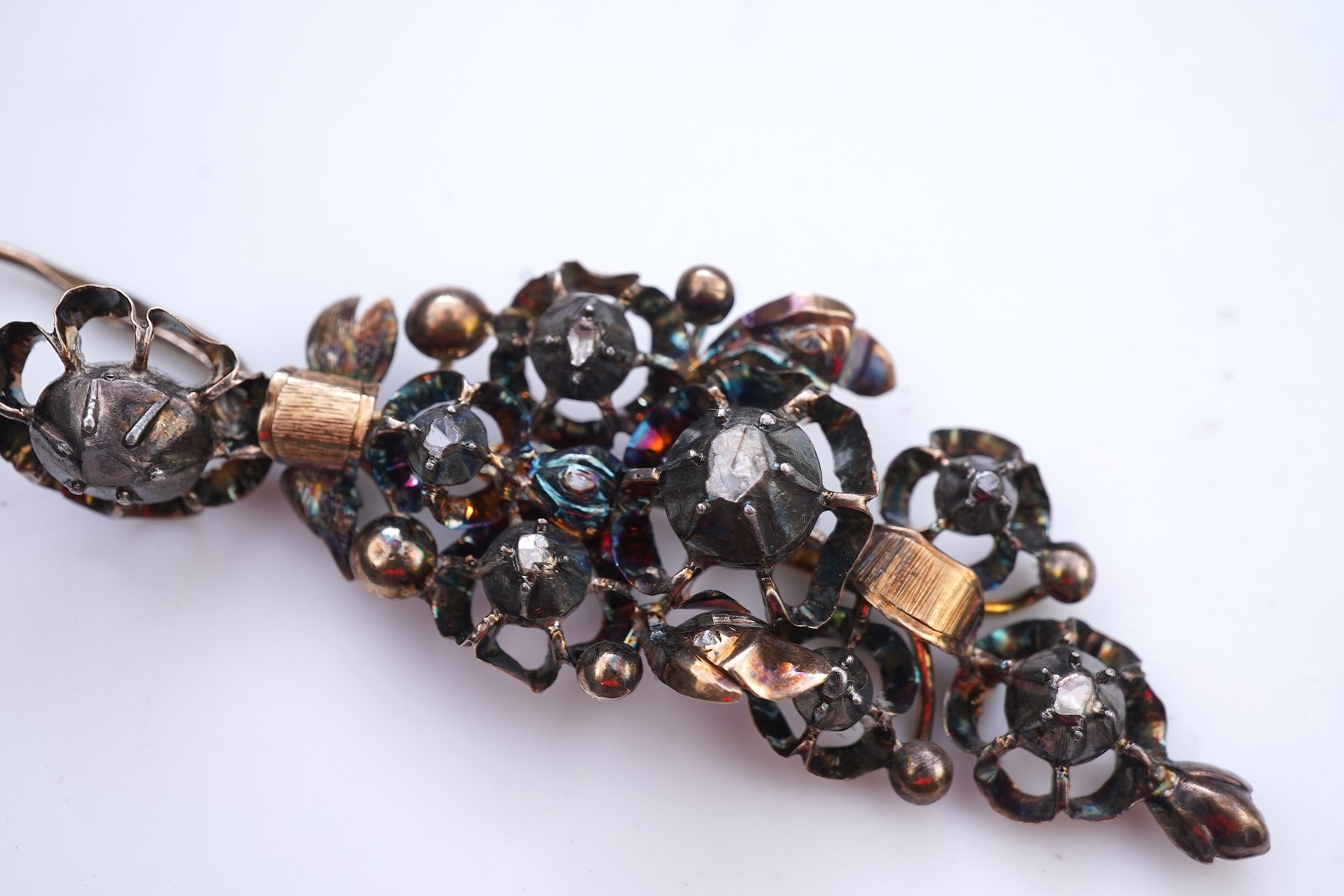A pair of diamond earrings, probably Southern Italy, 19th century